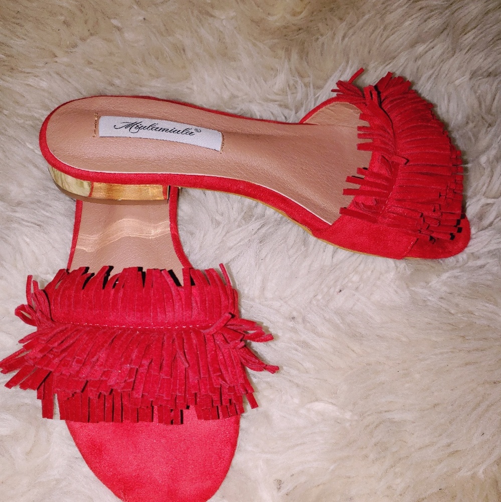 Womens size 7.5 red mules